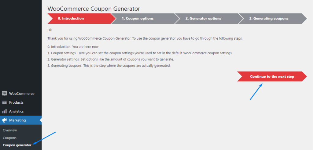 Bulk Generate WooCommerce Coupons - First Step